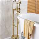 Fontana Chatou Dual Handle Floor Mount Free Standing Telephone Style Tub Faucet in Gold Finish