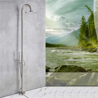 Fontana Marseille Floor Standing LED Rainfall Shower Faucet Single Handle Brushed Nickel Finish