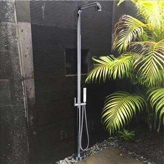 Fontana Sete High Quality Brass Outdoor Shower Faucet in Chrome Finish with Rainfall Shower Head