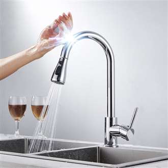 Fontana Le Havre Stainless Steel Pull Down Kitchen Faucet with Assistive Touch in Chrome Finish