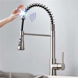 Fontana Marseille Stainless Steel Pull Down Kitchen Faucet with Assistive Touch in Brushed Nickel Finish