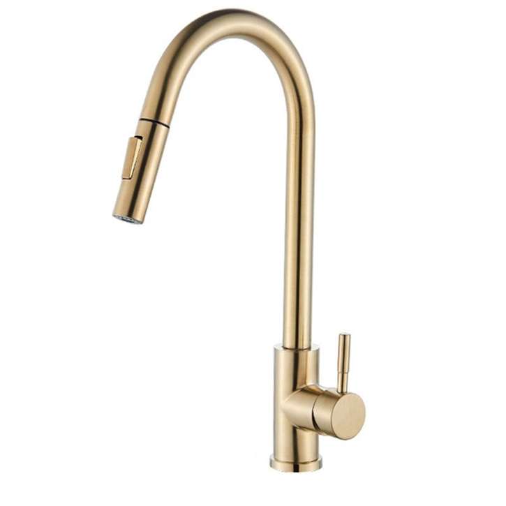 DUPLICATE Fontana SÃ¨te Gold Finish Stainless Steel Kitchen Faucet with Pull Down Sprayer