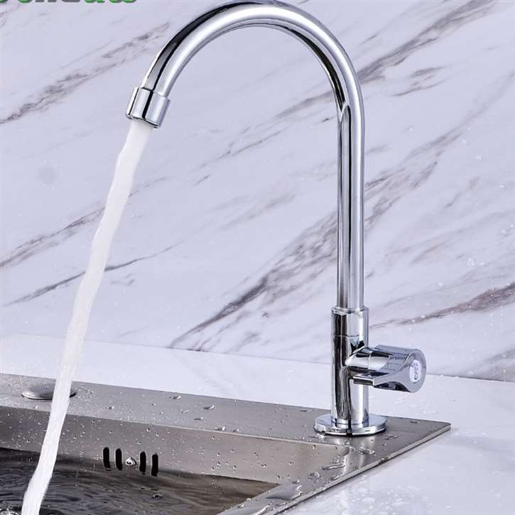 Fontana SÃƒÂ¨te Gooseneck Zinc Alloy Single Handle Cold Kitchen Sink Faucet