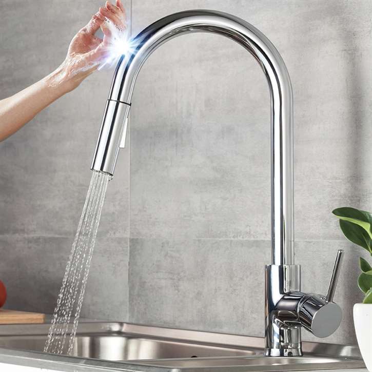 Fontana St. Gallen Stainless Steel Gooseneck Kitchen Sink Faucet in Brushed Nickel