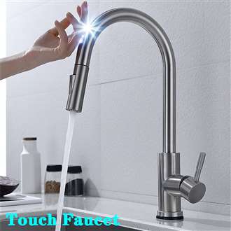 Fontana St. Gallen 360 Rotation Pull Out Sprayer Sensor Touch Kitchen Faucet in Brushed Nickel Finish