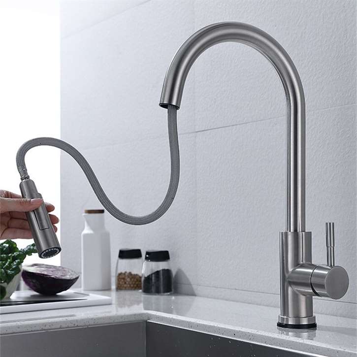 Fontana SÃ¨te Brushed Nickel 360 Rotation Kitchen Sink Faucet with Pull Out Sprayer