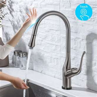 Fontana St. Gallen Touch Kitchen Faucets with Pull Down Sprayer Touch Activated Single Hole Single Handle Brushed Nickel