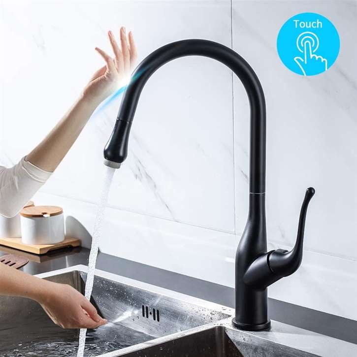 Fontana Dax Touch Kitchen Faucets with Pull Down Sprayer Touch Activated Single Hole Single Handle Matte Black