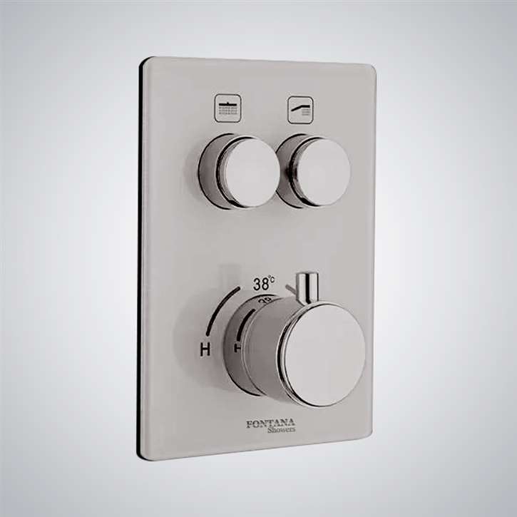 Fontana Pescara Brushed Nickel Two Functions Digital Thermostatic Shower Mixer