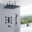 Fontana Marche 24in Ceiling Mount LED Rainfall Shower System with Handheld Shower, 6 Jetted Body Sprays and Tub Spout