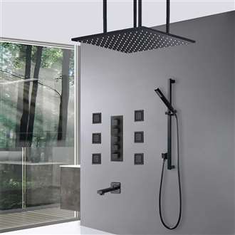 Fontana Marche 24in Ceiling Mount Rainfall Shower System with Handheld Shower, 6 Jetted Body Sprays and Tub Spout