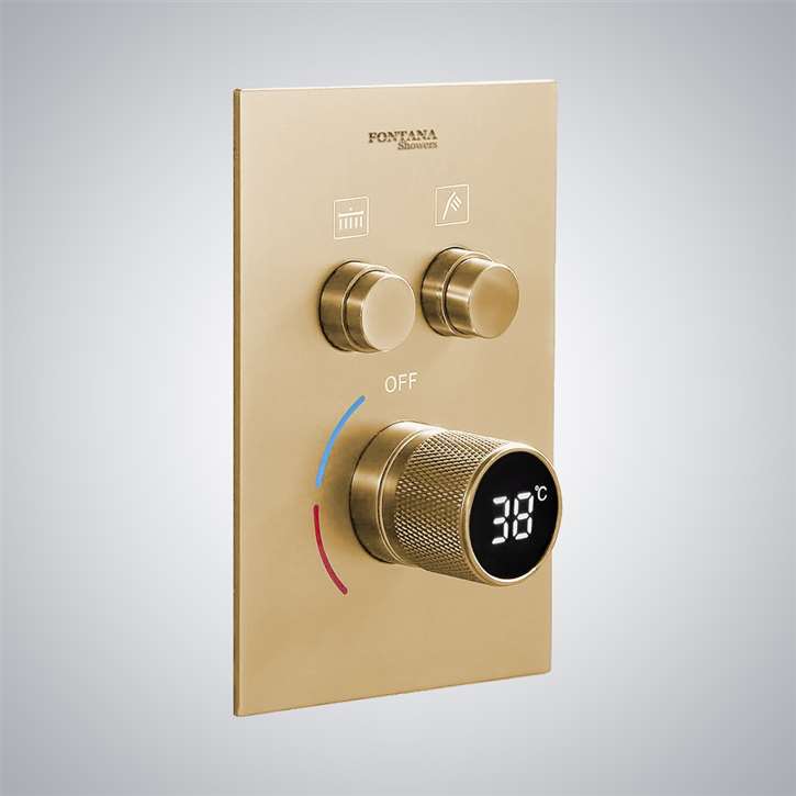 Fontana Midland Two Functions Digital Brushed Gold Thermostatic Shower Mixer