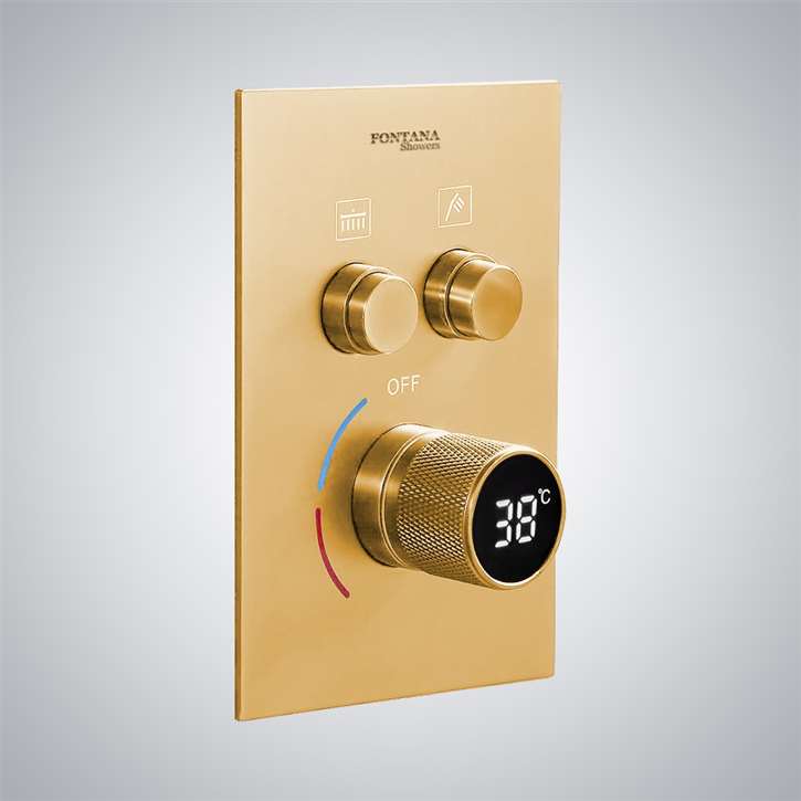 Fontana Midland Two Functions Digital Gold Thermostatic Shower Mixer