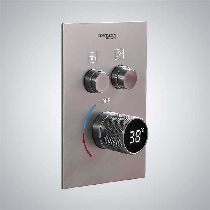 Fontana Midland Two Functions Digital Brushed Nickel Thermostatic Shower Mixer