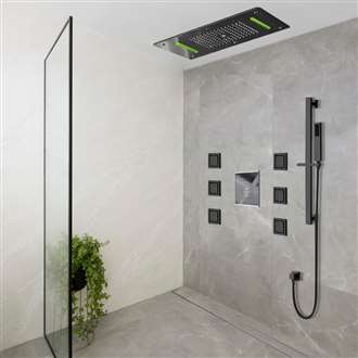Fontana Vercelli Luxury 6 Functions LED Thermostatic Shower System with Jetted Body Sprays and Hand Shower