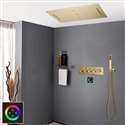 Genoa Thermostatic Touch Panel Controlled Recessed Ceiling Mount Rainfall Waterfall Shower System with Hand Shower