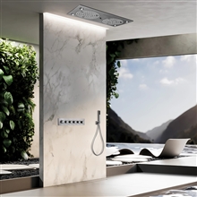 Foggia Gunmetal Gray Thermostatic Recessed Rainfall LED Musical Shower System with Handheld Shower