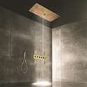 Mantua Brushed Gold Thermostatic Musical LED Recessed Ceiling Mount Rainfall Shower System with Handheld Shower and Jetted Body Sprays