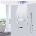 Aversa Chrome Polished LED Thermostatic Ceiling Mount Rainfall Shower System with Hand Shower and Jetted Body Sprays