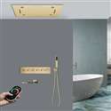 Fondi 20" Remote Controlled Brushed Gold Thermostatic Recessed Ceiling Mount LED Waterfall Rainfall Musical Shower System with Hand Shower