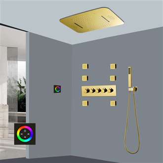 Fontana Creteil Rainfall Waterfall Thermostatic LED Smart Musical Shower Head Set Touch Panel Controlled