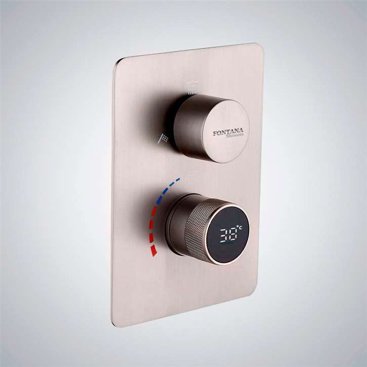 Fontana Vicenza 3 Function Brushed Nickel Smart LED Digital Display Thermostat Shower Controller Mixer