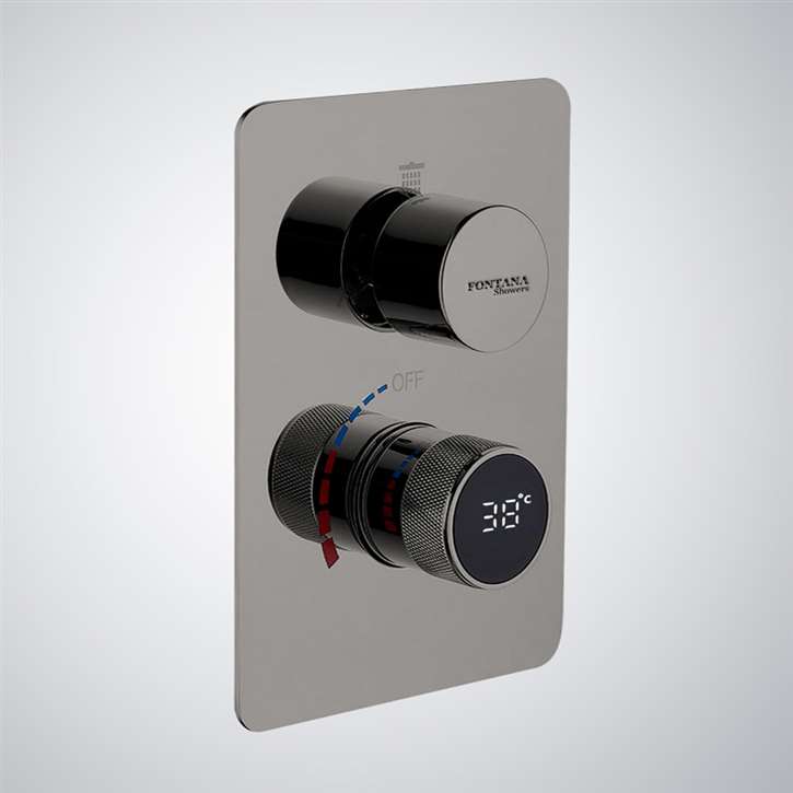 Fontana Vicenza 3 Function Gun Metal Gray Smart LED Digital Display Thermostat Shower Controller Mixer