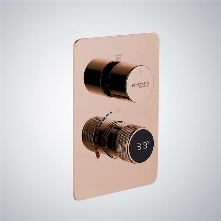 Fontana Vicenza 3 Function Rose Gold Smart LED Digital Display Thermostat Shower Controller Mixer