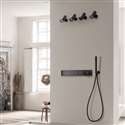 Fontana Milan 5 Functions Modern Design Ceiling Thermostatic Matte Black Shower Faucet Set Rain Bath Shower Faucet