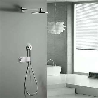 Fontana Rimini Luxury 10.8 Inch 6 Spray Setting Chrome High-Pressure Rain Thermostatic Shower System