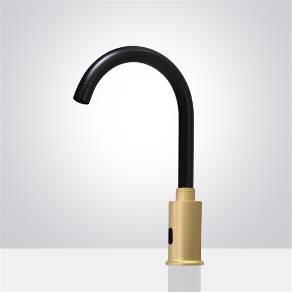 Fontana Parma Goose Neck Black/Brushed Gold Commercial Automatic Sensor Faucet