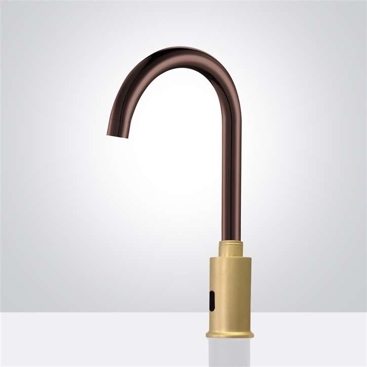 Fontana Ferrara Oil Rubbed Bronze/Brushed Gold Goose Neck Commercial Automatic Sensor Faucet