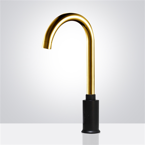 Fontana Venice Goose Neck Gold/Black Commercial Automatic Sensor Faucet