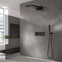 Fontana Florence Matte Black 3 Functions Wall Mount Rainfall Waterfall Shower System with Handheld Shower