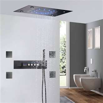 Fontana Naples Musical Thermostatic LED Rainfall Shower System with Body Jets and Hand Shower in Oil Rubbed Bronze