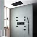 Fontana Lyon Ceiling Mount Matte Black Thermostatic Music Smart LED Rain Shower Panel System with Massage Jets and Hand Sprayer Remote Controlled