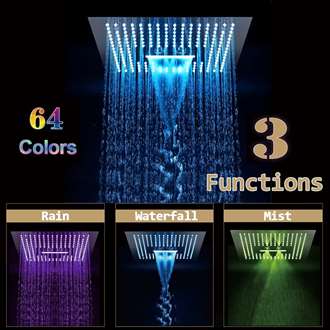 Fontana Creteil 16" Stainless Steel Ceiling Mount Smart LED Rainfall Waterfall Shower Head System Touch Panel Controlled