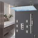 Martinique  LargeBrushed Nickel Solid Brass LED Rain Shower Head with Body Jets & Handheld Shower