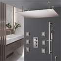 Martinique  LargeBrushed Nickel Solid Brass Rain Shower Head with Body Jets & Handheld Shower
