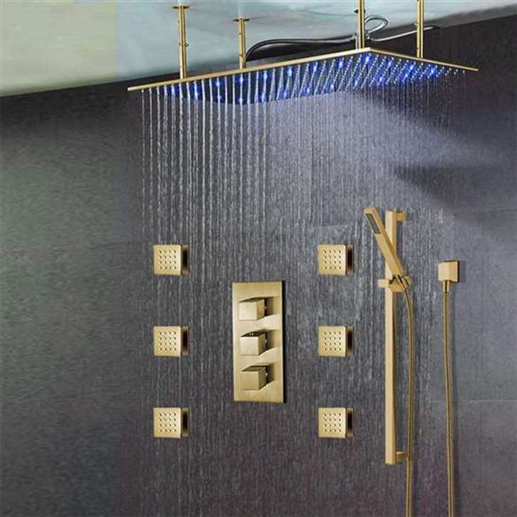 Brushed Gold Large Shower System