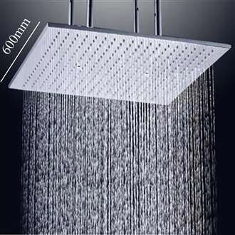 Fontana Marseille Modern Ceiling Mounted 24-inch Stainless Steel Water Saving Rain Shower Head in Chrome Finish