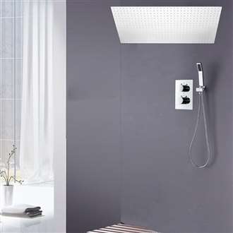 Fontana Geneva Dual Handle Ceiling Mounted Large Rainfall LED Shower System with Handheld Spray
