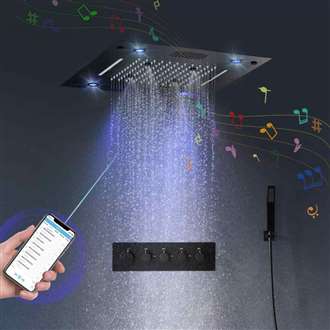 Fontana Cholet 16-inch Smart LED Lighting Rainbow Waterfall Thermostatic Music Shower Set System with Hand Held Shower