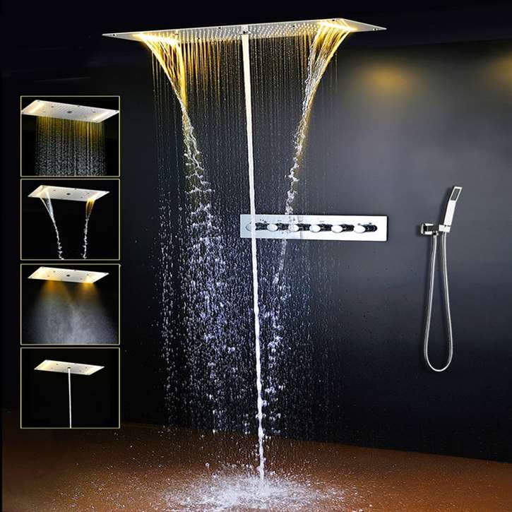 Fontana Valence Hot and Cold Water Mixer LED Ceiling Mount Shower Set