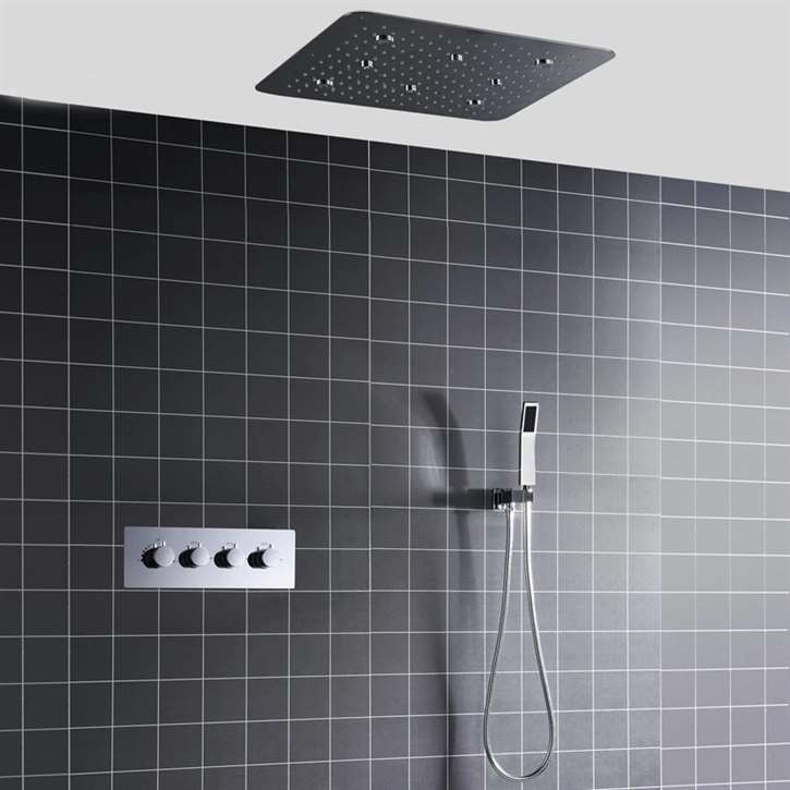 Fontana Marsala LED Light Ceiling Mount Thermostatic 20" Shower System with Handheld Shower