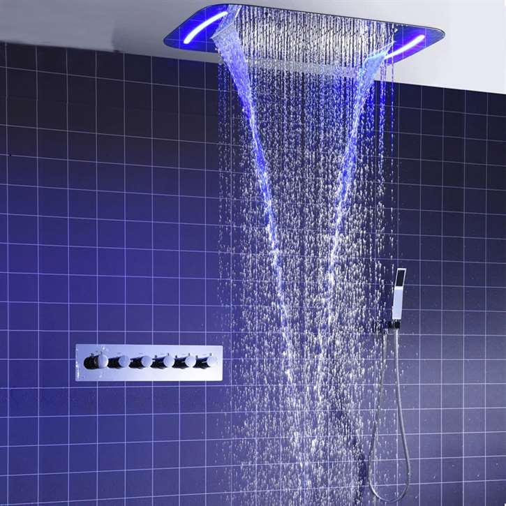 Fontana Le Havre Ceiling Mount Multi Function with Electric High Flow Thermostatic Diverter Shower System