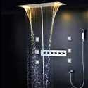Fontana Toulouse 15x28" Thermostatic LED Ceiling Shower Head with Hand Shower, Body Jets and Spout