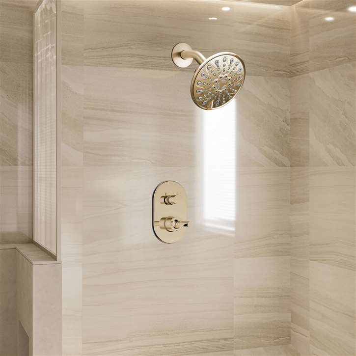 Fontana Landes Brushed Gold Round Shower With Mixer