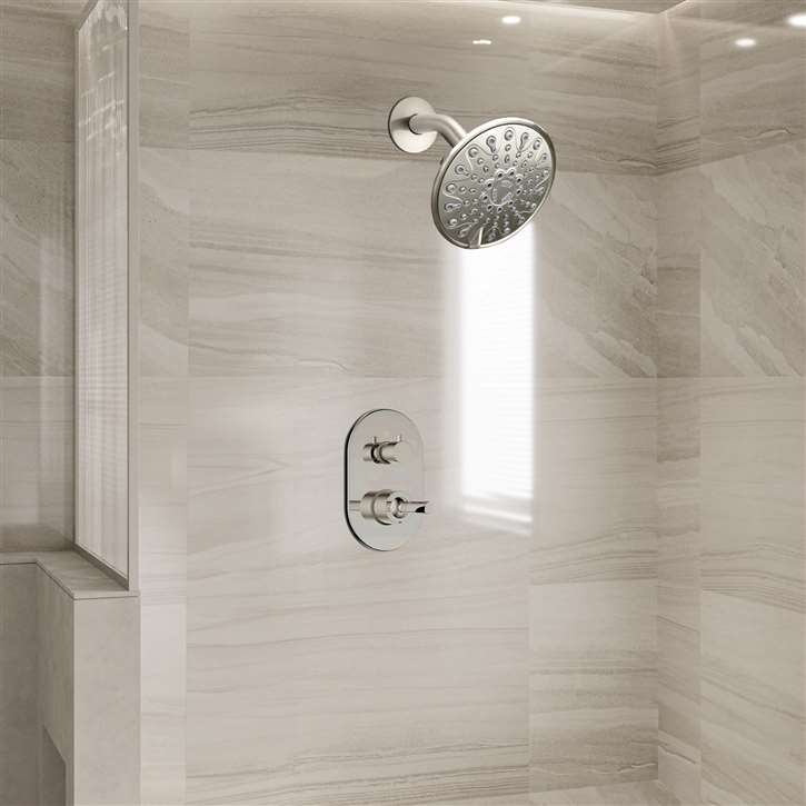 Fontana Vosges Brushed Nickel Round Shower With Mixer