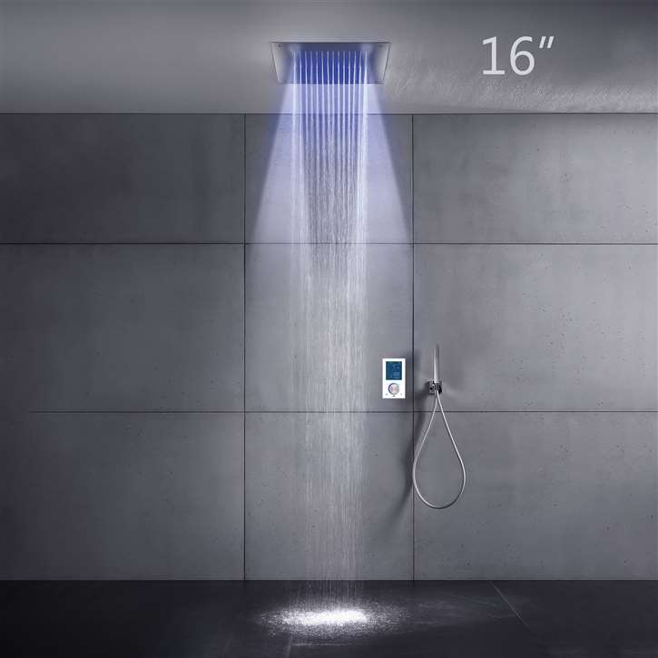 Fontana BollnÃ¢Ë†Å¡Ã‚Â§s 16" LED Intelligent Thermostatic Digital Display Touch Panel Wall Mounted Shower System